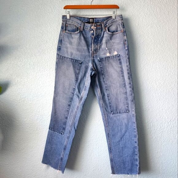 Urban outfitters BDG slim straight patch raw hem button fly jeans - Picture 1 of 14